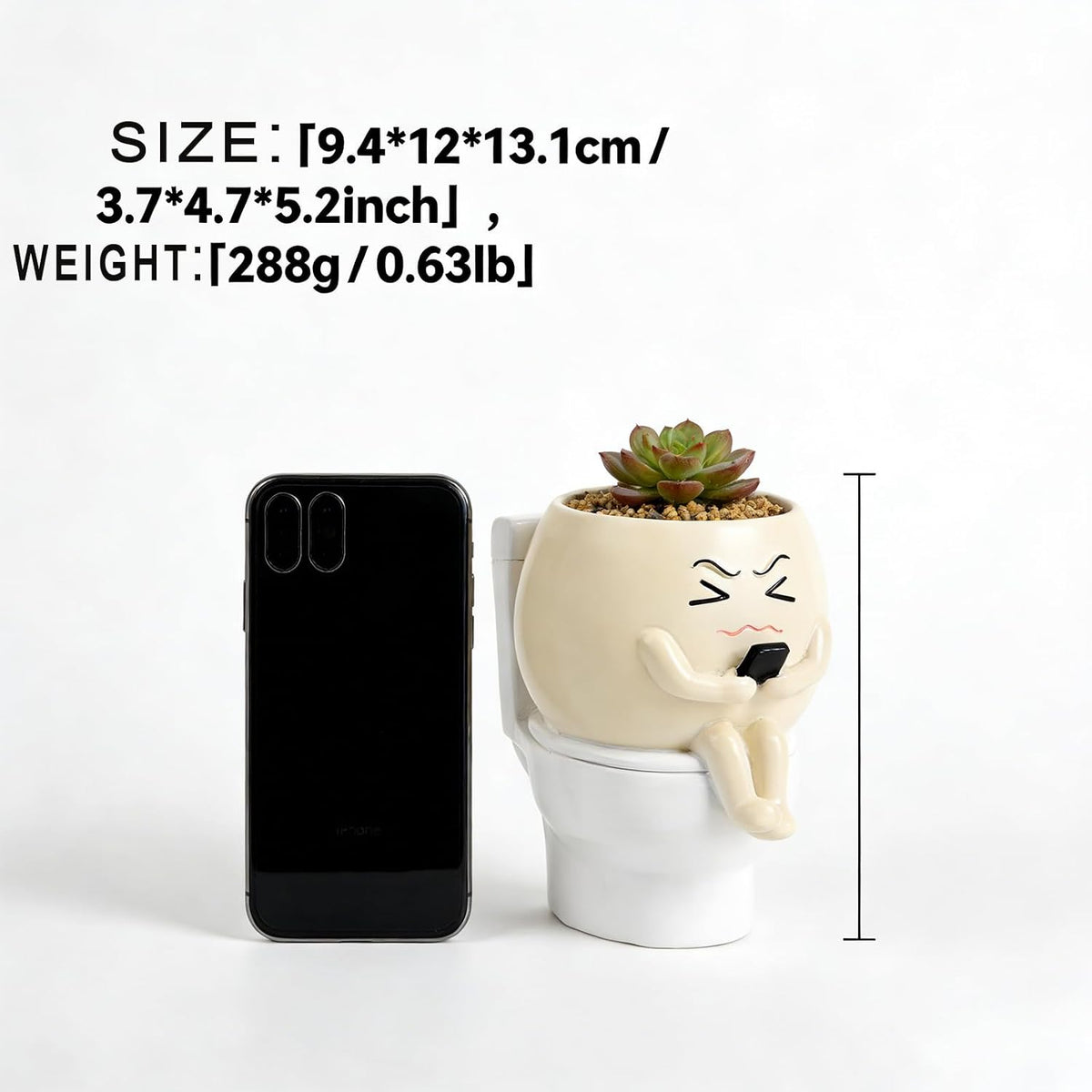 Funny Bathroom Planter Decor 5.2" Resin Toilet Planter Pot with Drainage Hole, Succulent Pots Cute Face Planter Pot for Outdoor, Unique Planters for Indoor Plants for Bathroom, Home
