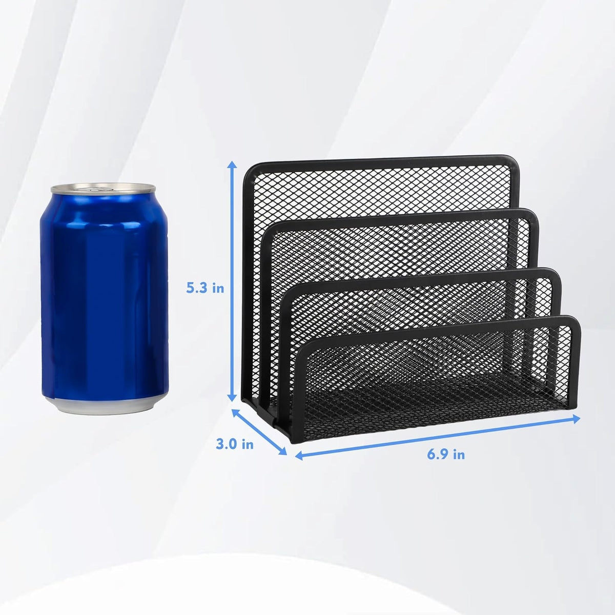 Desk Mail Organizer, Office Small Desktop Metal Mesh Envelope Letter Sorter Paper File Holder Organizer with 3 Vertical Upright Compartments, Black