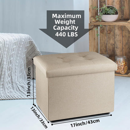 Storage Ottoman Footrest Stool Small Ottoman with Storage Foldable Ottomans Foot Rest Footstool Bench for Living Room 17x13x13inches Grey