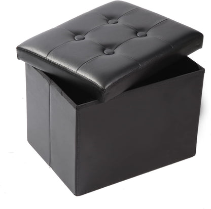 Storage Ottoman Footrest Stool Small Ottoman with Storage Foldable Ottomans Foot Rest Footstool Bench for Living Room 17x13x13inches Grey