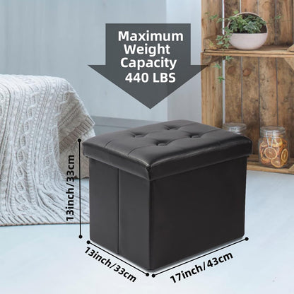 Storage Ottoman Footrest Stool Small Ottoman with Storage Foldable Ottomans Foot Rest Footstool Bench for Living Room 17x13x13inches Grey