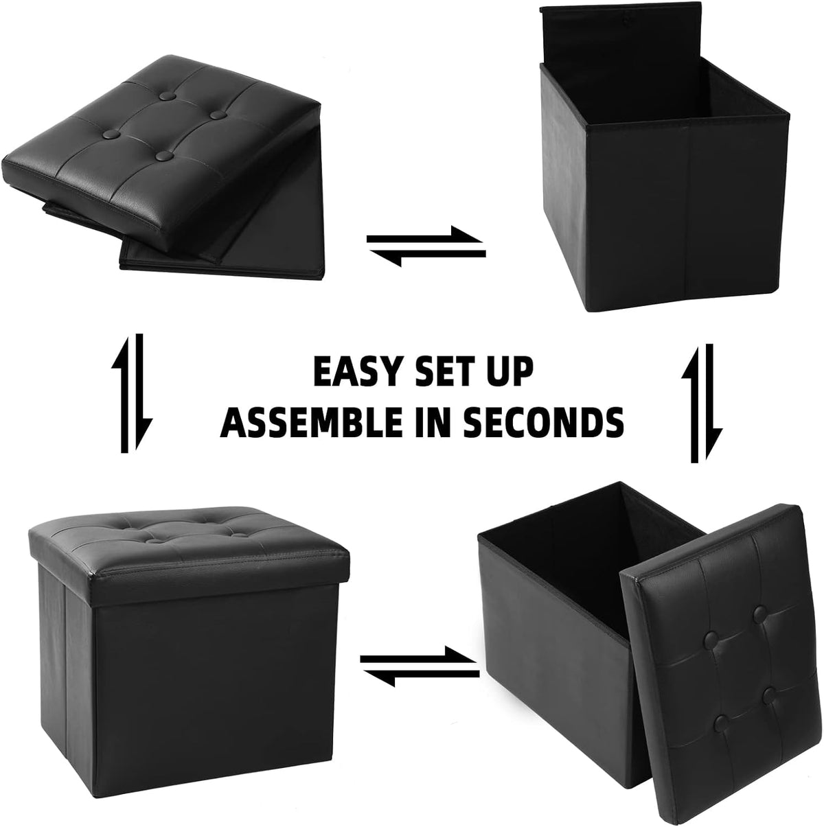 Storage Ottoman Footrest Stool Small Ottoman with Storage Foldable Ottomans Foot Rest Footstool Bench for Living Room 17x13x13inches Grey