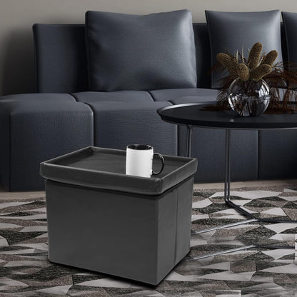 Storage Ottoman Footrest Stool Small Ottoman with Storage Foldable Ottomans Foot Rest Footstool Bench for Living Room 17x13x13inches Grey