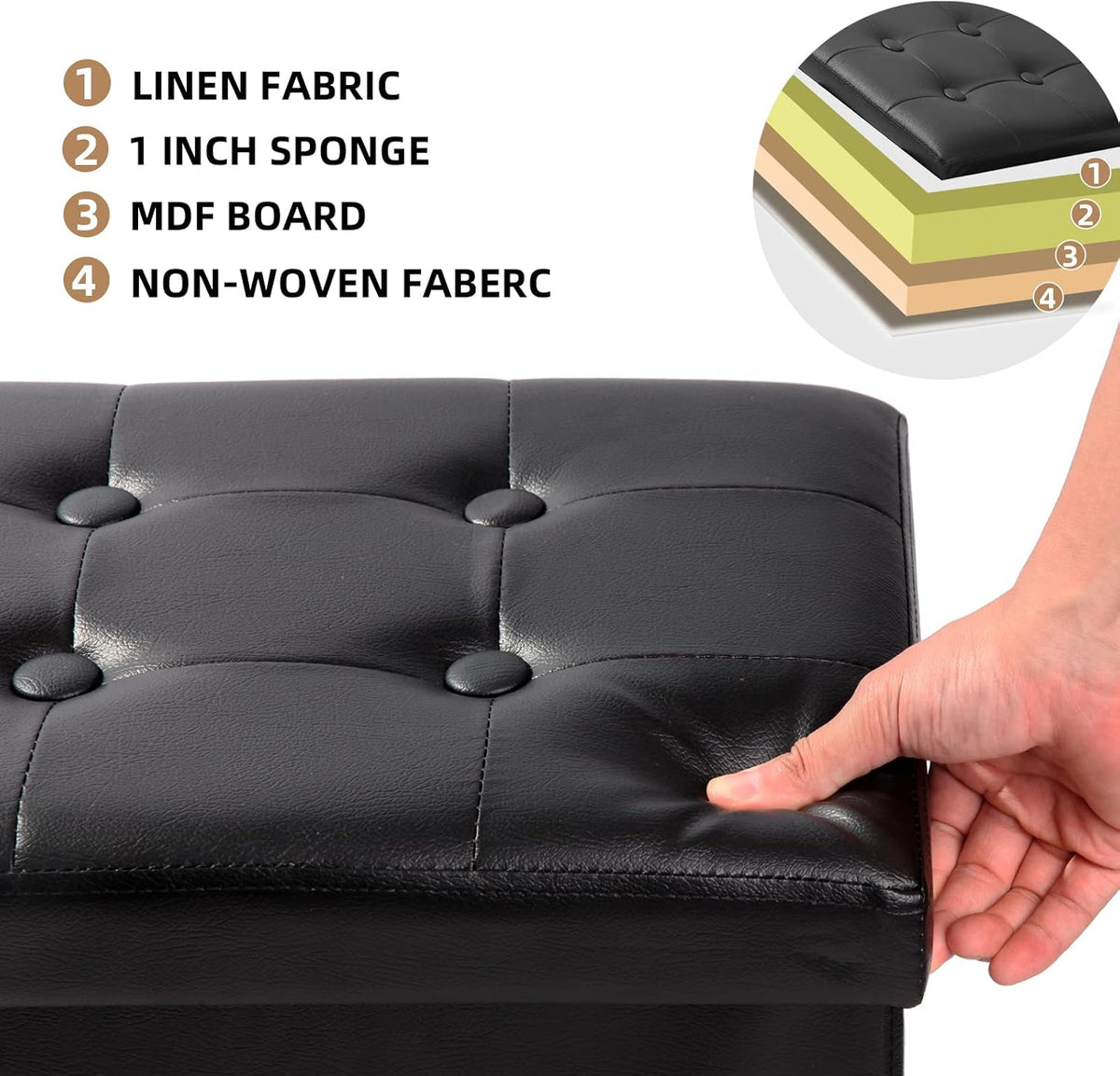 Storage Ottoman Footrest Stool Small Ottoman with Storage Foldable Ottomans Foot Rest Footstool Bench for Living Room 17x13x13inches Grey
