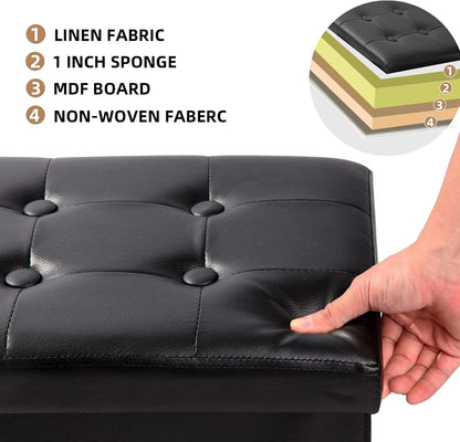 Storage Ottoman Footrest Stool Small Ottoman with Storage Foldable Ottomans Foot Rest Footstool Bench for Living Room 17x13x13inches Grey