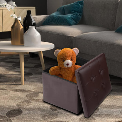 Storage Ottoman Footrest Stool Small Ottoman with Storage Foldable Ottomans Foot Rest Footstool Bench for Living Room 17x13x13inches Grey