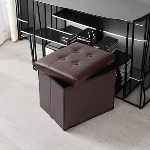 Storage Ottoman Footrest Stool Small Ottoman with Storage Foldable Ottomans Foot Rest Footstool Bench for Living Room 17x13x13inches Grey