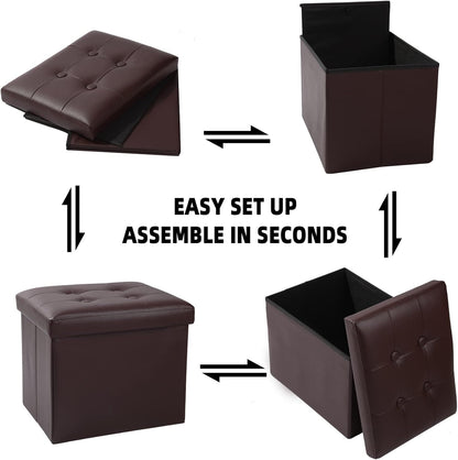 Storage Ottoman Footrest Stool Small Ottoman with Storage Foldable Ottomans Foot Rest Footstool Bench for Living Room 17x13x13inches Grey