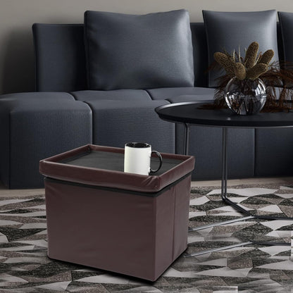 Storage Ottoman Footrest Stool Small Ottoman with Storage Foldable Ottomans Foot Rest Footstool Bench for Living Room 17x13x13inches Grey