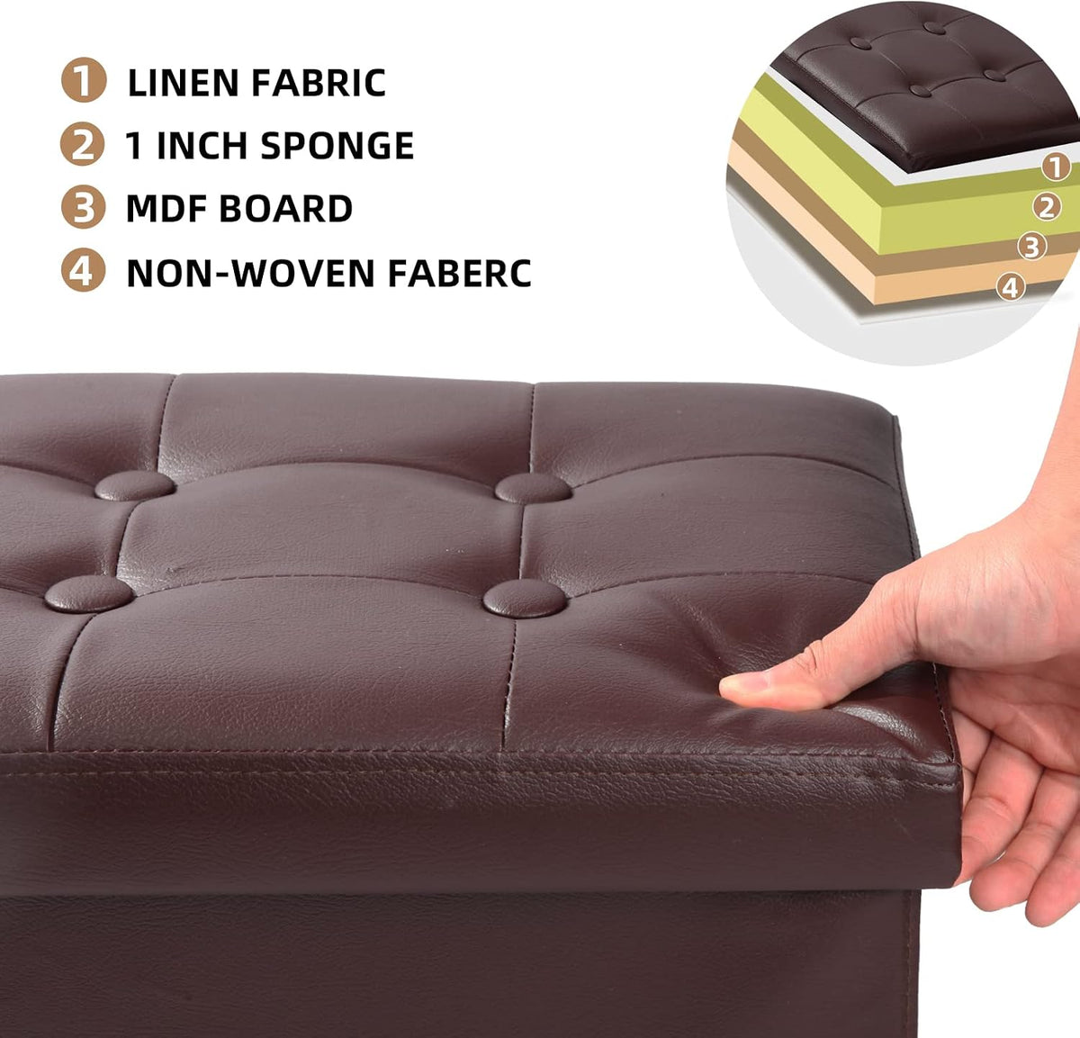 Storage Ottoman Footrest Stool Small Ottoman with Storage Foldable Ottomans Foot Rest Footstool Bench for Living Room 17x13x13inches Grey