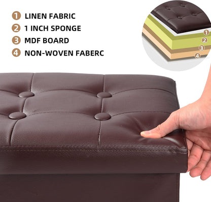 Storage Ottoman Footrest Stool Small Ottoman with Storage Foldable Ottomans Foot Rest Footstool Bench for Living Room 17x13x13inches Grey