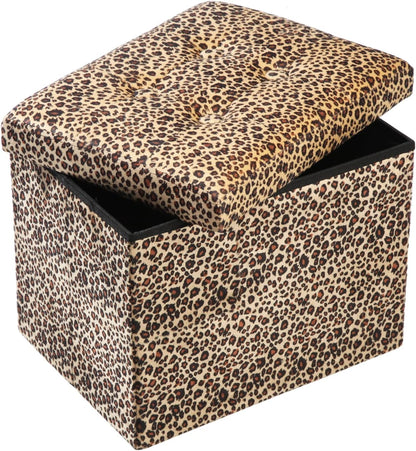 Storage Ottoman Footrest Stool Small Ottoman with Storage Foldable Ottomans Foot Rest Footstool Bench for Living Room 17x13x13inches Grey