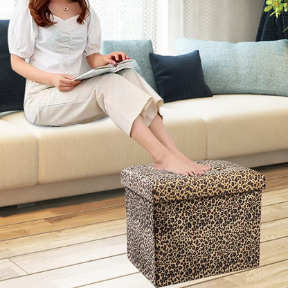 Storage Ottoman Footrest Stool Small Ottoman with Storage Foldable Ottomans Foot Rest Footstool Bench for Living Room 17x13x13inches Grey