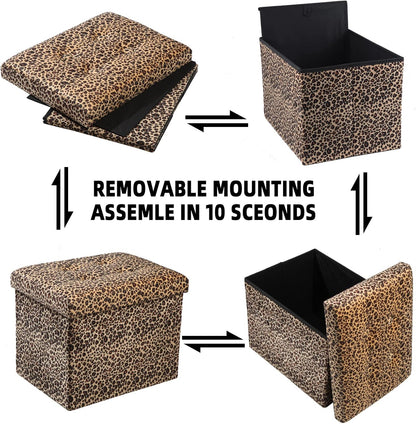 Storage Ottoman Footrest Stool Small Ottoman with Storage Foldable Ottomans Foot Rest Footstool Bench for Living Room 17x13x13inches Grey