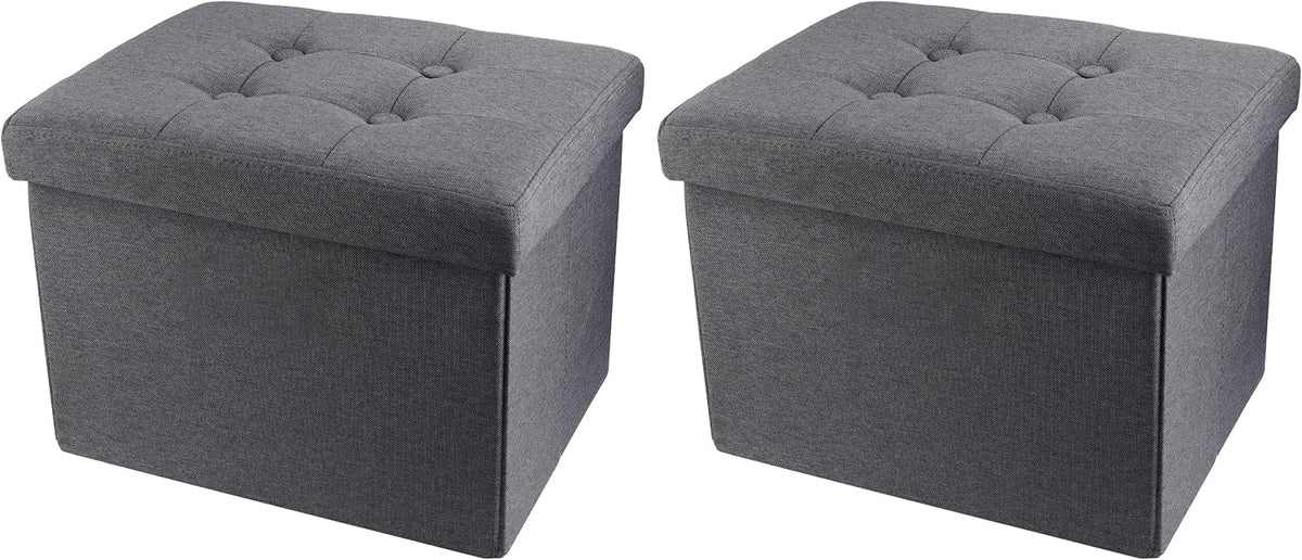 Storage Ottoman Footrest Stool Small Ottoman with Storage Foldable Ottomans Foot Rest Footstool Bench for Living Room 17x13x13inches Grey
