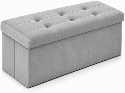 Storage Ottoman Footrest Stool Small Ottoman with Storage Foldable Ottomans Foot Rest Footstool Bench for Living Room 17x13x13inches Grey