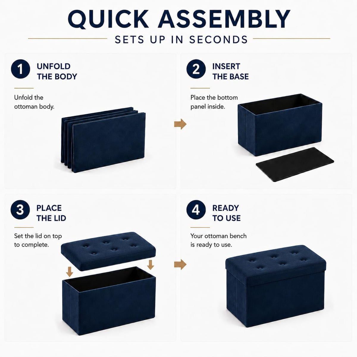 Storage Ottoman Footrest Stool Small Ottoman with Storage Foldable Ottomans Foot Rest Footstool Bench for Living Room 17x13x13inches Grey