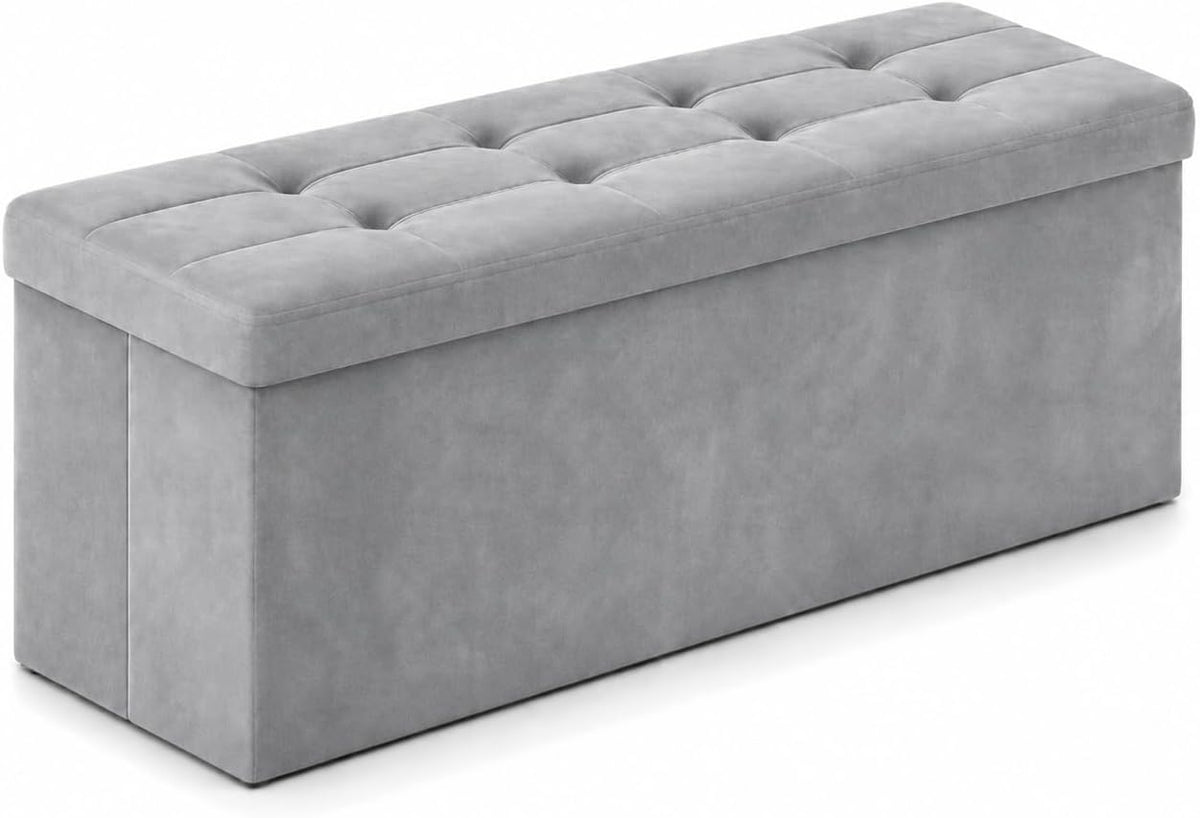 Storage Ottoman Footrest Stool Small Ottoman with Storage Foldable Ottomans Foot Rest Footstool Bench for Living Room 17x13x13inches Grey