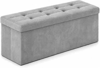 Storage Ottoman Footrest Stool Small Ottoman with Storage Foldable Ottomans Foot Rest Footstool Bench for Living Room 17x13x13inches Grey