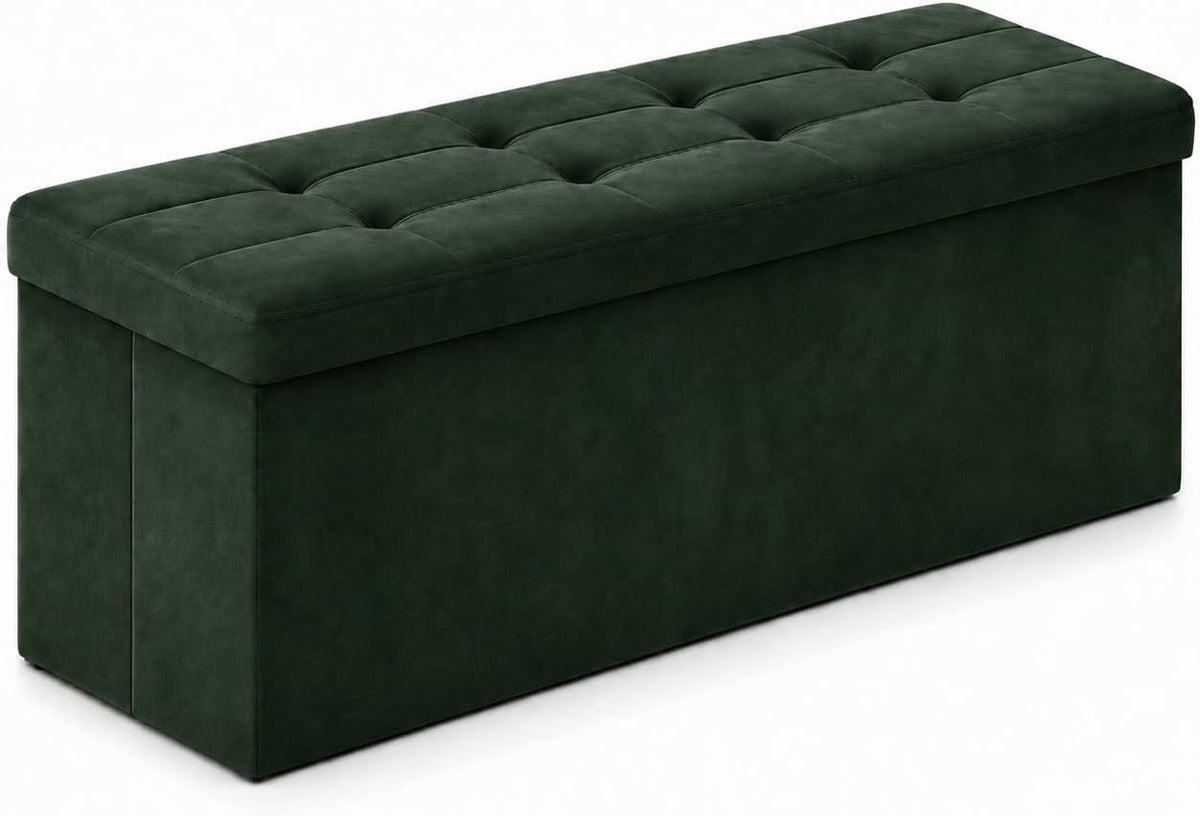 Storage Ottoman Footrest Stool Small Ottoman with Storage Foldable Ottomans Foot Rest Footstool Bench for Living Room 17x13x13inches Grey