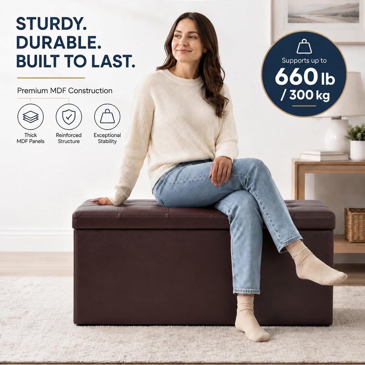 Storage Ottoman Footrest Stool Small Ottoman with Storage Foldable Ottomans Foot Rest Footstool Bench for Living Room 17x13x13inches Grey