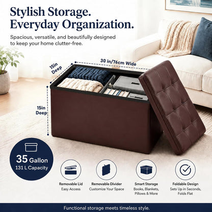 Storage Ottoman Footrest Stool Small Ottoman with Storage Foldable Ottomans Foot Rest Footstool Bench for Living Room 17x13x13inches Grey