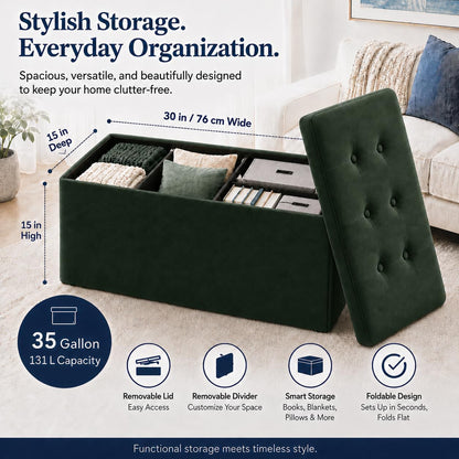 Storage Ottoman Footrest Stool Small Ottoman with Storage Foldable Ottomans Foot Rest Footstool Bench for Living Room 17x13x13inches Grey