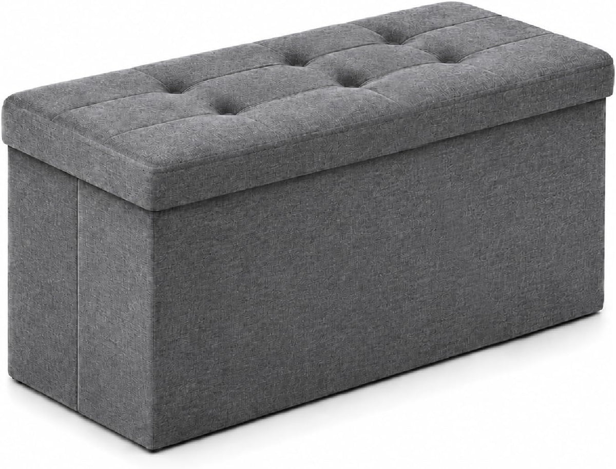 Storage Ottoman Footrest Stool Small Ottoman with Storage Foldable Ottomans Foot Rest Footstool Bench for Living Room 17x13x13inches Grey