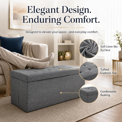 Storage Ottoman Footrest Stool Small Ottoman with Storage Foldable Ottomans Foot Rest Footstool Bench for Living Room 17x13x13inches Grey