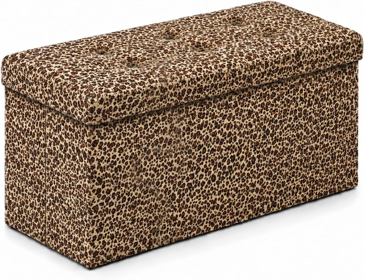 Storage Ottoman Footrest Stool Small Ottoman with Storage Foldable Ottomans Foot Rest Footstool Bench for Living Room 17x13x13inches Grey