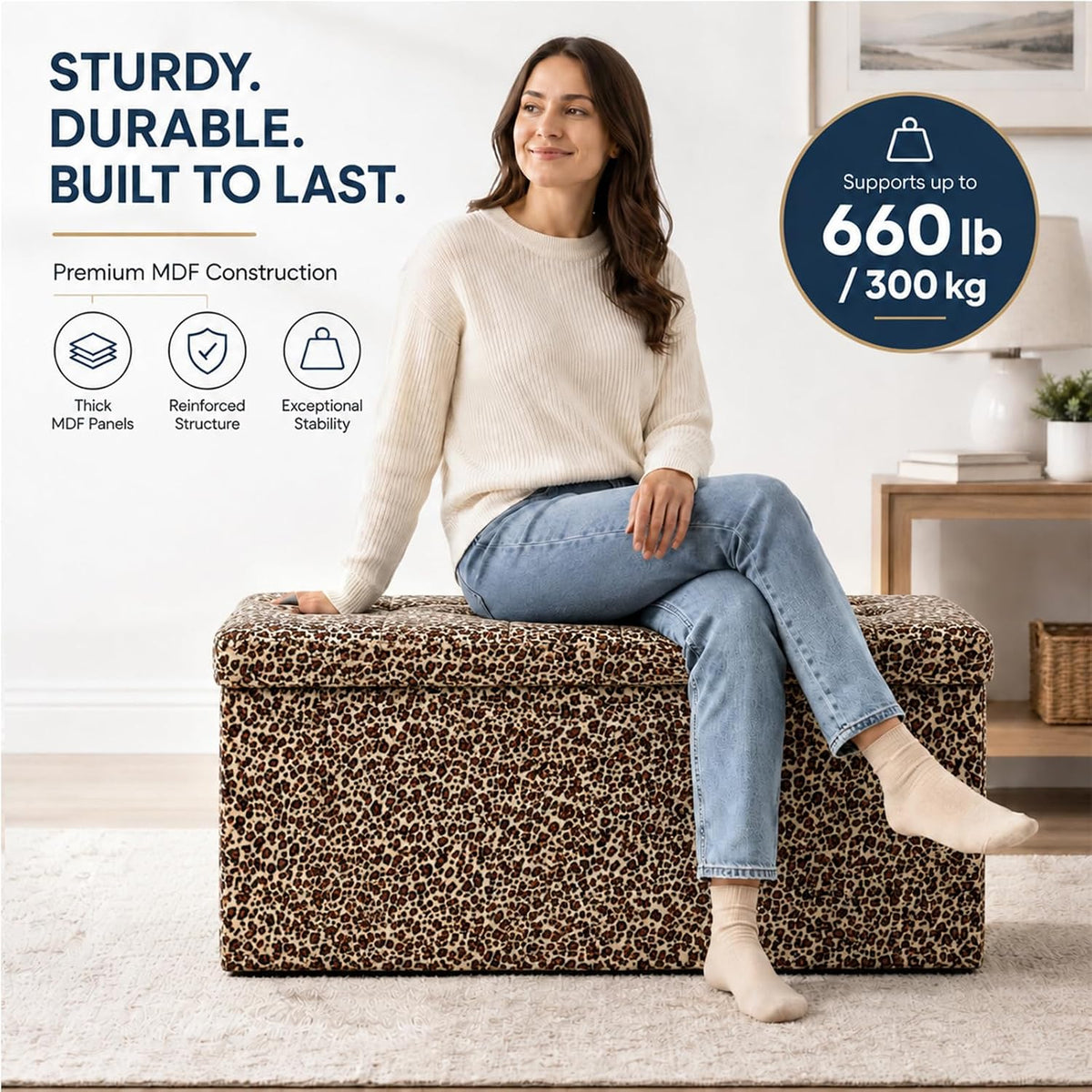 Storage Ottoman Footrest Stool Small Ottoman with Storage Foldable Ottomans Foot Rest Footstool Bench for Living Room 17x13x13inches Grey
