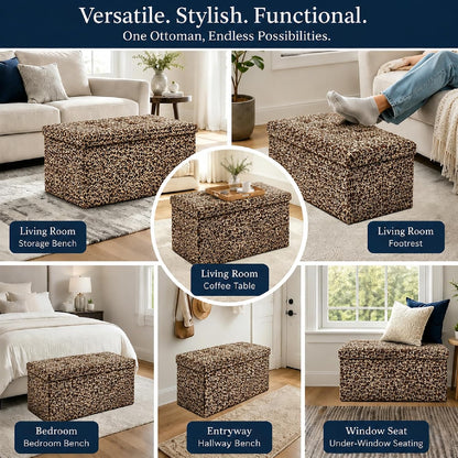 Storage Ottoman Footrest Stool Small Ottoman with Storage Foldable Ottomans Foot Rest Footstool Bench for Living Room 17x13x13inches Grey