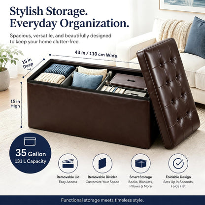 Storage Ottoman Footrest Stool Small Ottoman with Storage Foldable Ottomans Foot Rest Footstool Bench for Living Room 17x13x13inches Grey