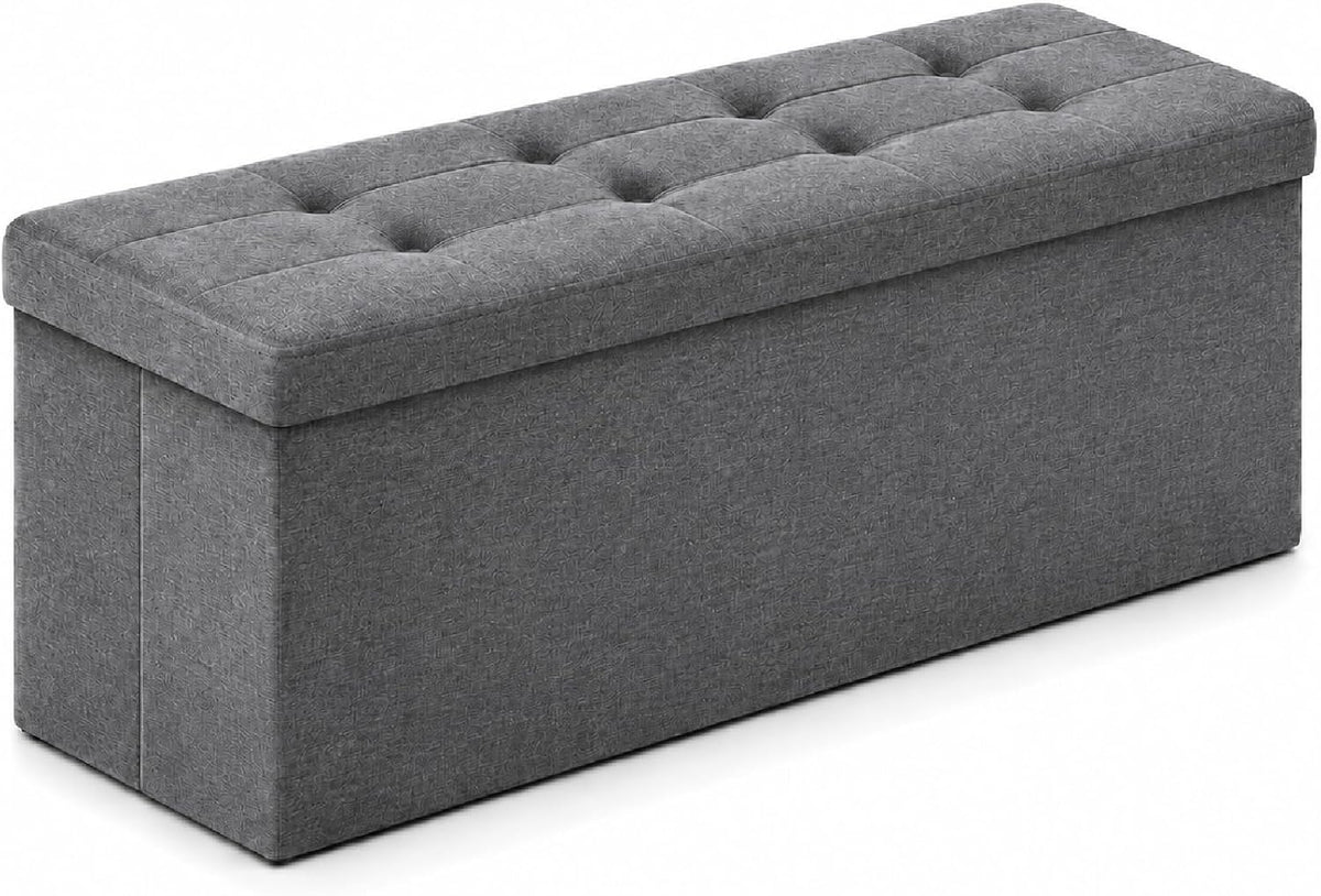 Storage Ottoman Footrest Stool Small Ottoman with Storage Foldable Ottomans Foot Rest Footstool Bench for Living Room 17x13x13inches Grey