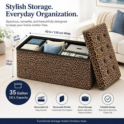 Storage Ottoman Footrest Stool Small Ottoman with Storage Foldable Ottomans Foot Rest Footstool Bench for Living Room 17x13x13inches Grey