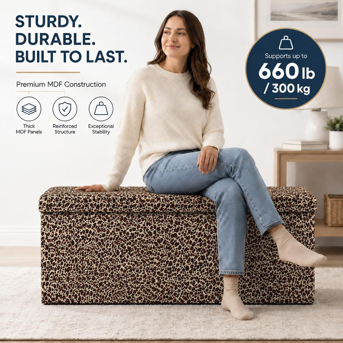 Storage Ottoman Footrest Stool Small Ottoman with Storage Foldable Ottomans Foot Rest Footstool Bench for Living Room 17x13x13inches Grey