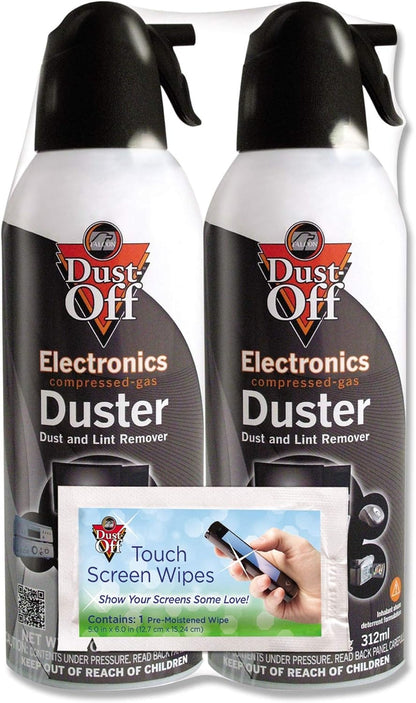 Disposable Compressed Gas Duster, 10 oz Cans, 2 Pack