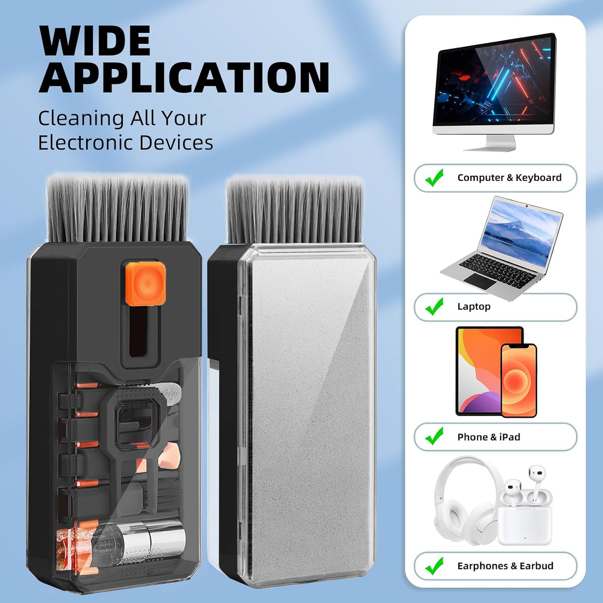 Keyboard Cleaner & Laptop Cleaning Kit, All-in-1 for Computer PC, Black