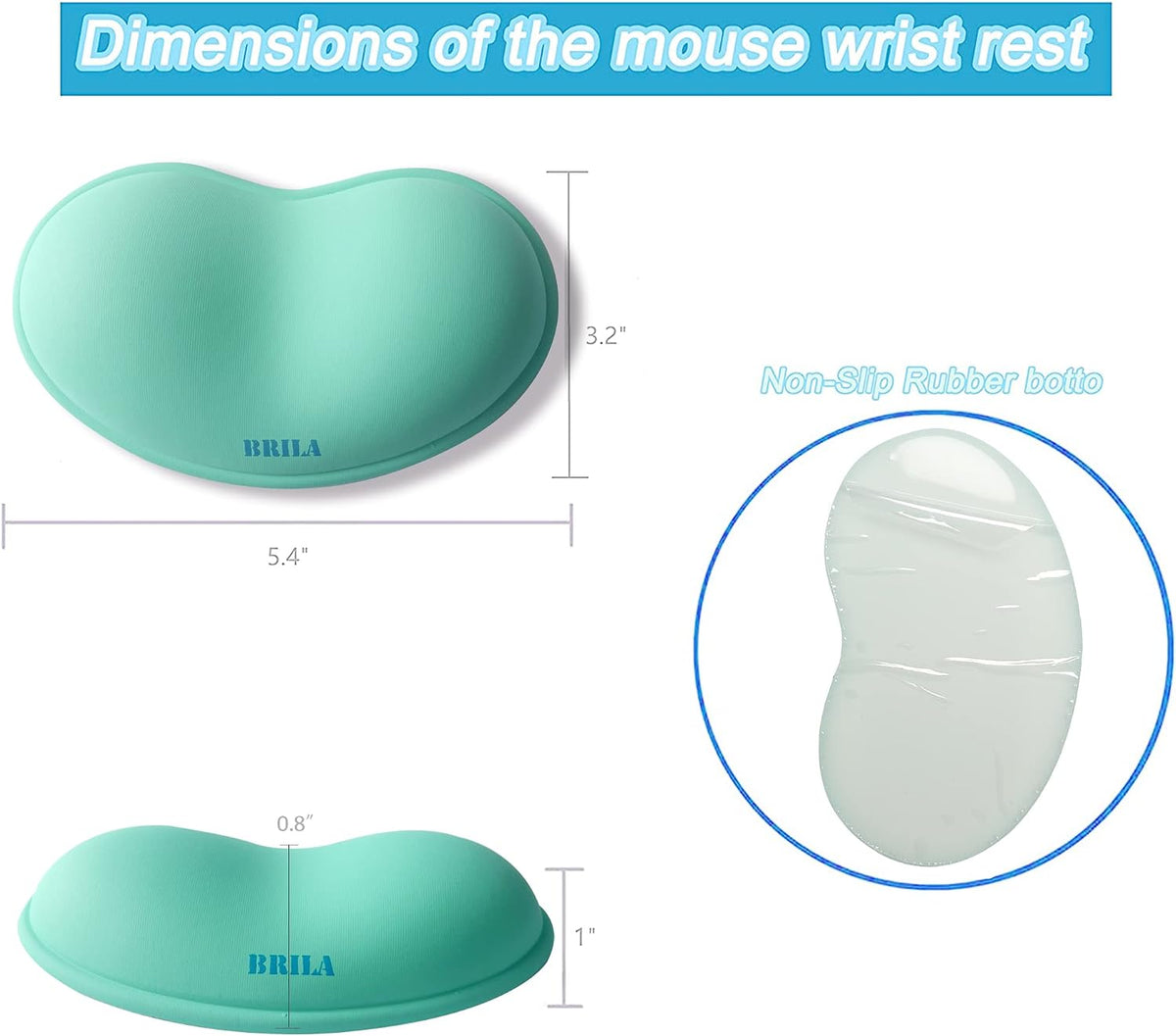 Ergonomic Silicone Mouse Wrist Rest, Cooling Silica Gel PU Leather Mouse Wrist Support Pad for Office Work and Laptop Computer Gaming