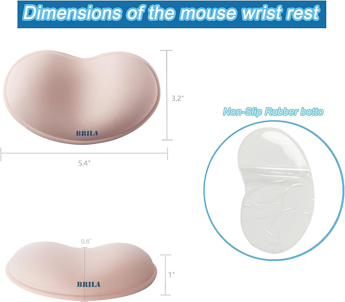 Ergonomic Silicone Mouse Wrist Rest, Cooling Silica Gel PU Leather Mouse Wrist Support Pad for Office Work and Laptop Computer Gaming