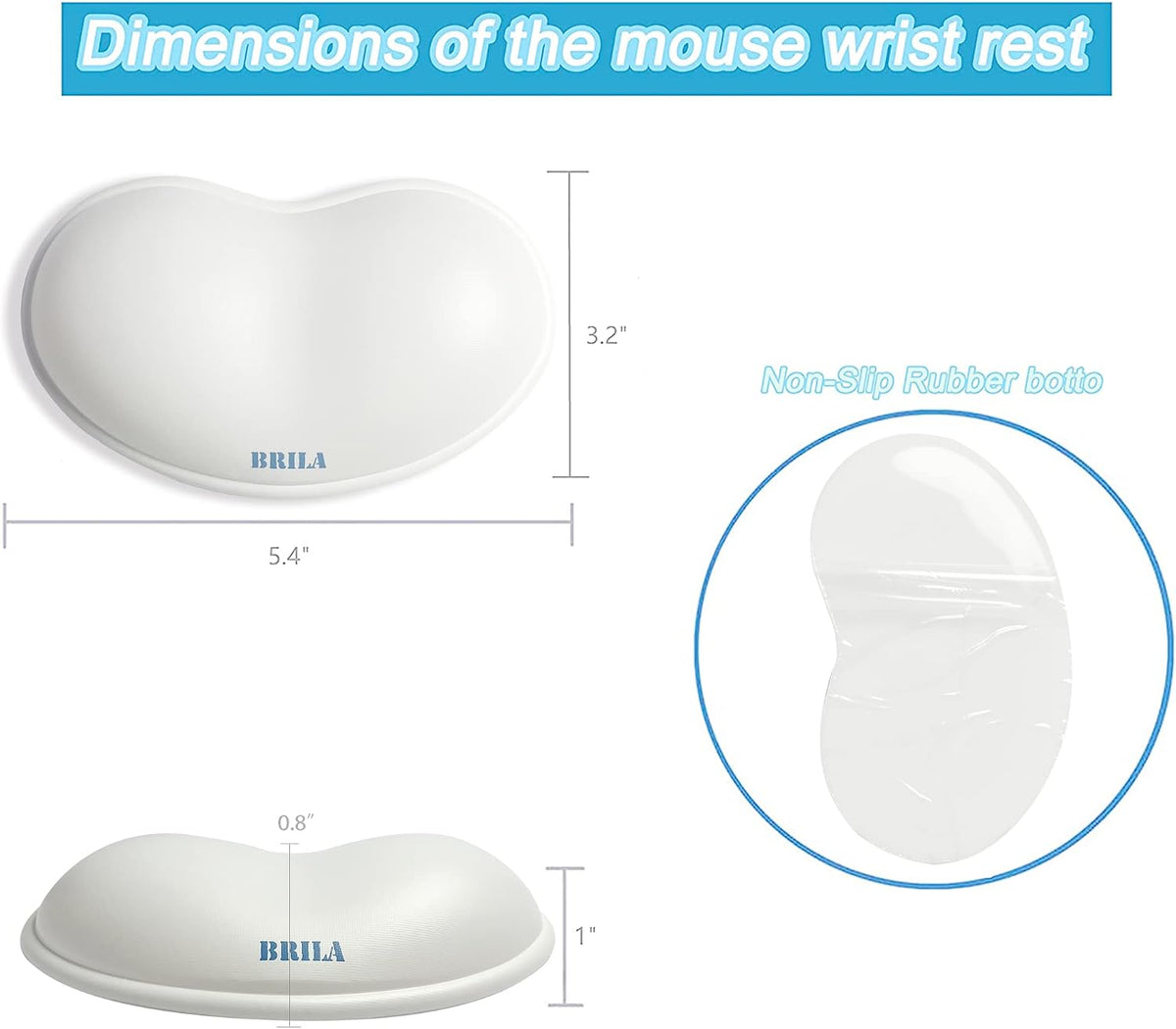 Ergonomic Silicone Mouse Wrist Rest, Cooling Silica Gel PU Leather Mouse Wrist Support Pad for Office Work and Laptop Computer Gaming
