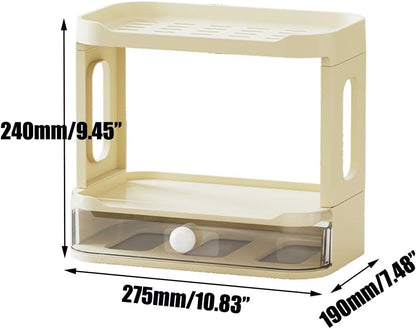 2-Tier Desk Organizers & Dispensers，Mail Holder for Office Desk Organization，Kitchen Spice Rack or Bathroom Countertop Organizer, Gift for Teachers, Classmates, and Friends,White