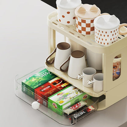 2-Tier Desk Organizers & Dispensers，Mail Holder for Office Desk Organization，Kitchen Spice Rack or Bathroom Countertop Organizer, Gift for Teachers, Classmates, and Friends,White