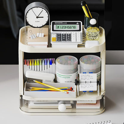 2-Tier Desk Organizers & Dispensers，Mail Holder for Office Desk Organization，Kitchen Spice Rack or Bathroom Countertop Organizer, Gift for Teachers, Classmates, and Friends,White