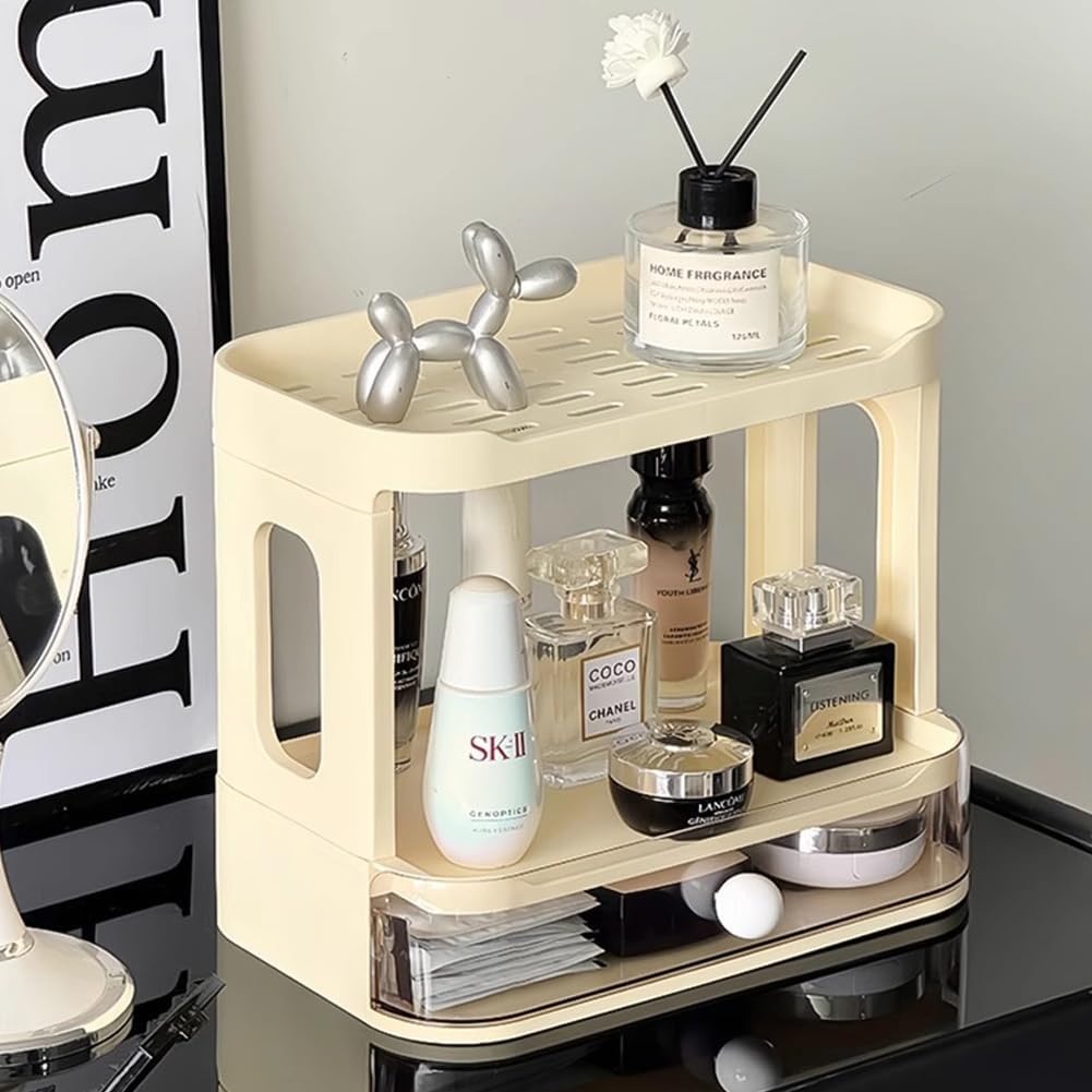 2-Tier Desk Organizers & Dispensers，Mail Holder for Office Desk Organization，Kitchen Spice Rack or Bathroom Countertop Organizer, Gift for Teachers, Classmates, and Friends,White