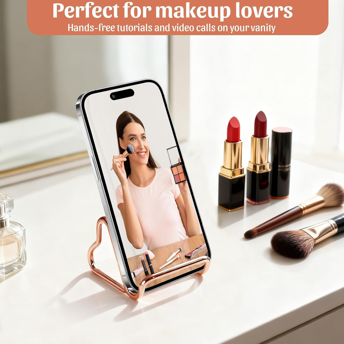 Business Card Holder,Cute Heart-Shaped Metal Card Display Stand,Vertical Desktop Name Card Organizer,Small Phone Stand & Photo Holder for Office,Wedding,Reception,Exhibition(Rose gold)