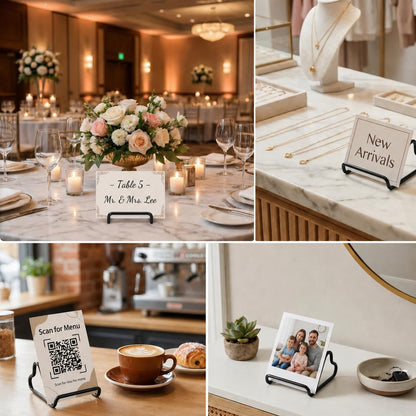 Business Card Holder,Cute Heart-Shaped Metal Card Display Stand,Vertical Desktop Name Card Organizer,Small Phone Stand & Photo Holder for Office,Wedding,Reception,Exhibition(Rose gold)