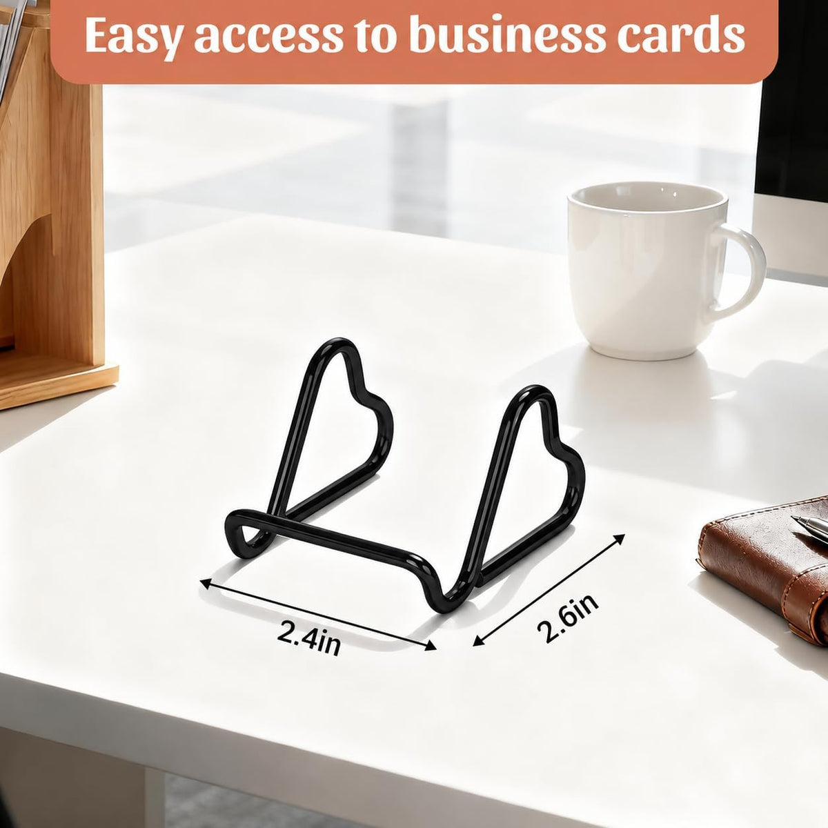 Business Card Holder,Cute Heart-Shaped Metal Card Display Stand,Vertical Desktop Name Card Organizer,Small Phone Stand & Photo Holder for Office,Wedding,Reception,Exhibition(Rose gold)