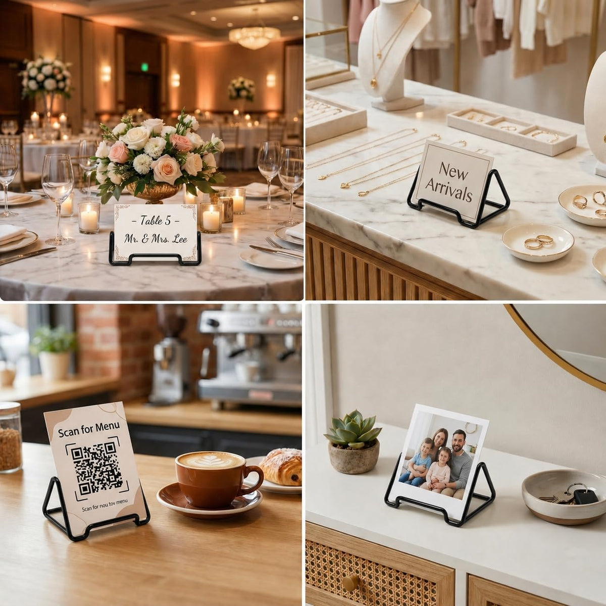Business Card Holder,Cute Heart-Shaped Metal Card Display Stand,Vertical Desktop Name Card Organizer,Small Phone Stand & Photo Holder for Office,Wedding,Reception,Exhibition(Rose gold)