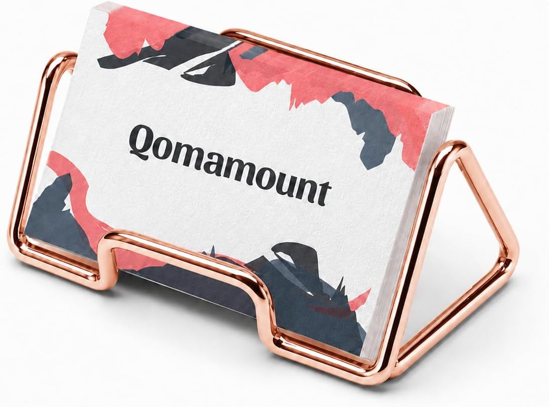 Business Card Holder,Cute Heart-Shaped Metal Card Display Stand,Vertical Desktop Name Card Organizer,Small Phone Stand & Photo Holder for Office,Wedding,Reception,Exhibition(Rose gold)